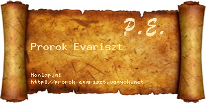 Prorok Evariszt névjegykártya
